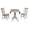 International Concepts Round 42 in Round Top Pedestal Table with 2 Chairs, Washed Gray Taupe, 42 in W, 42 in L, 29.5 in H K09-42DPT-C10-2 - alternate 2